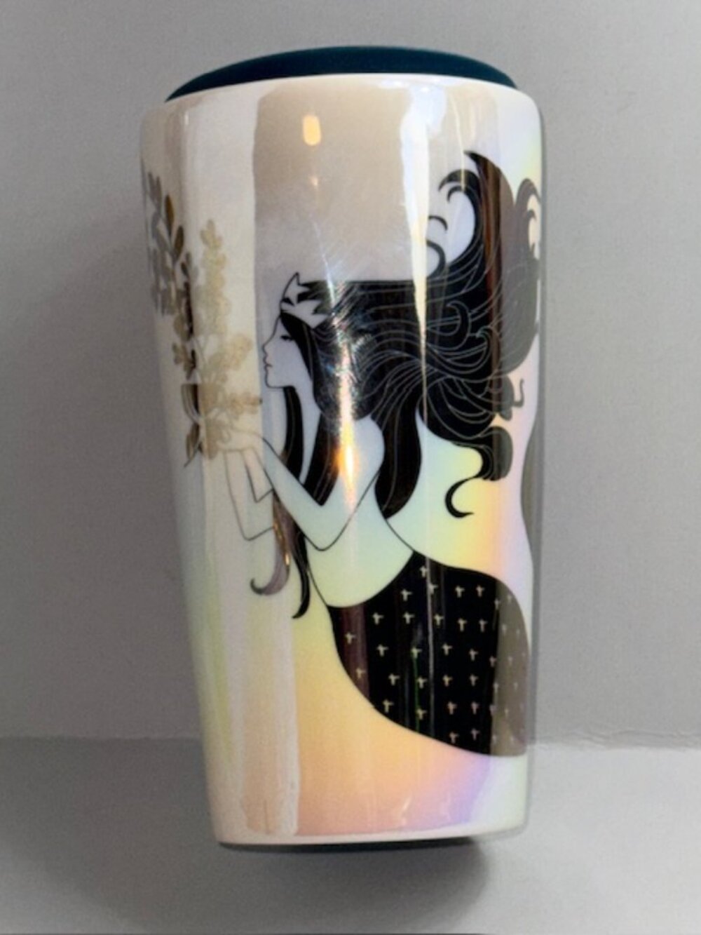 Starbucks Coffee Tumbler Ceramic Glass Cup Mug Siren Mermaid Opalescent 12 oz